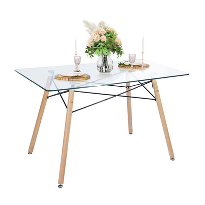 Mesa de Comedor Rectatangular con Cubierta de Cristal Templado