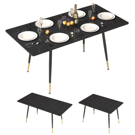 Mesa de Comedor Rectangular Extensible 160 cm Negro