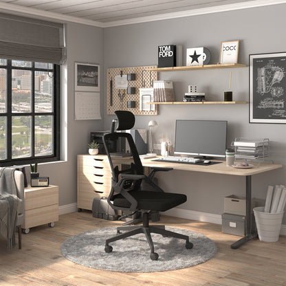 Silla de Escritorio para Computadora de Oficina con Reposacabezas Negro