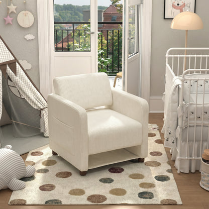 Sillón Individual Moderno de Pana Beige con Espacio para Mascotas