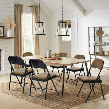 Paquete de 4 Sillas Plegables con Marco de Metal y Asiento Acolchado Tapizado de Tela de Gamuza