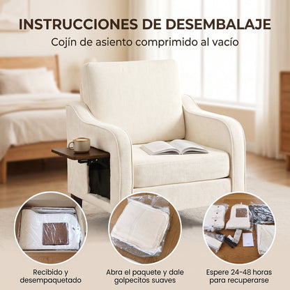 Sillón Individual de Chenille Beige - instrucciones de desembalaje