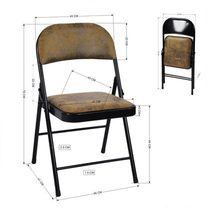 Paquete de 4 Sillas Plegables con Marco de Metal y Asiento Acolchado Tapizado de Tela de Gamuza