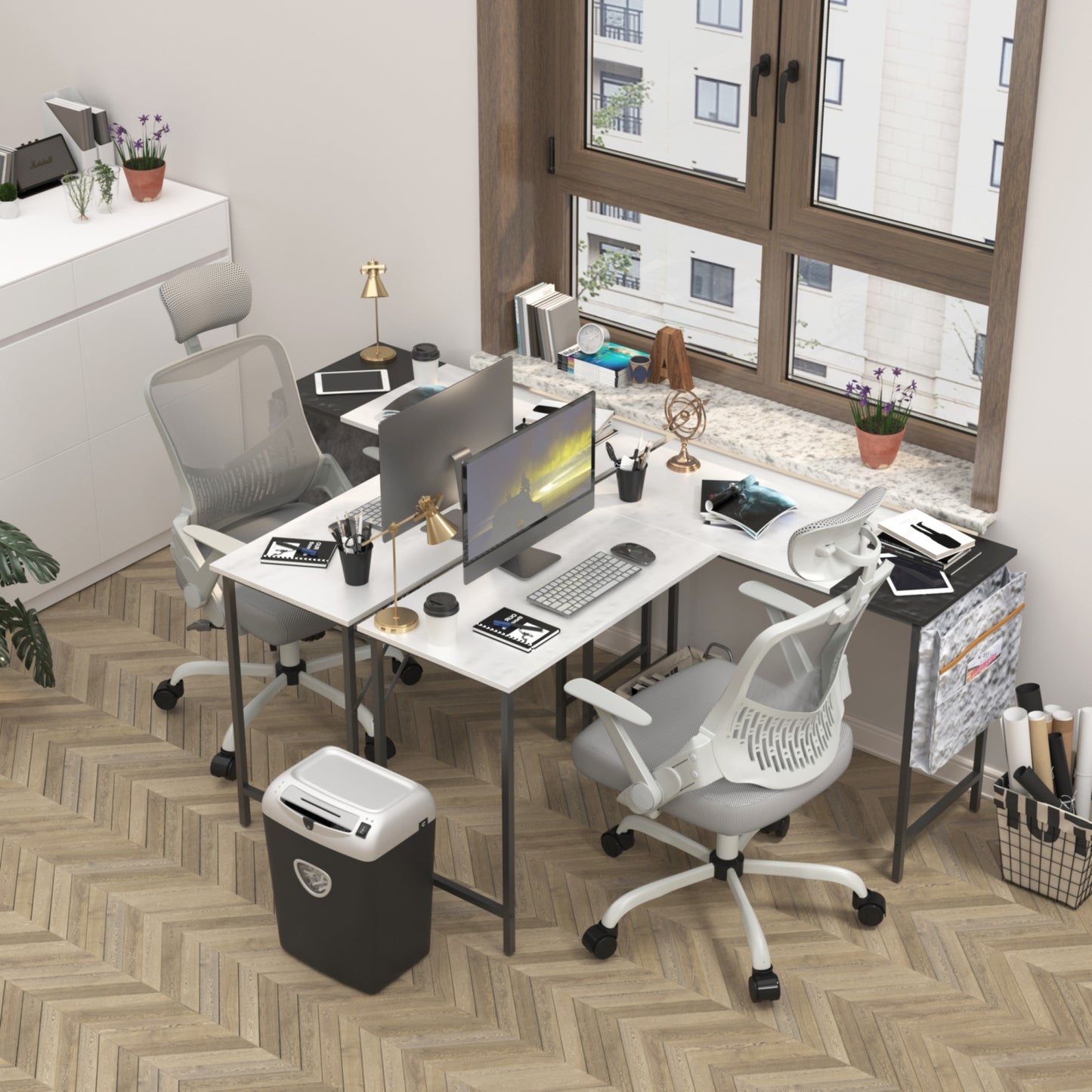 Silla de Oficina Ergonómica con Reposacabezas Gris