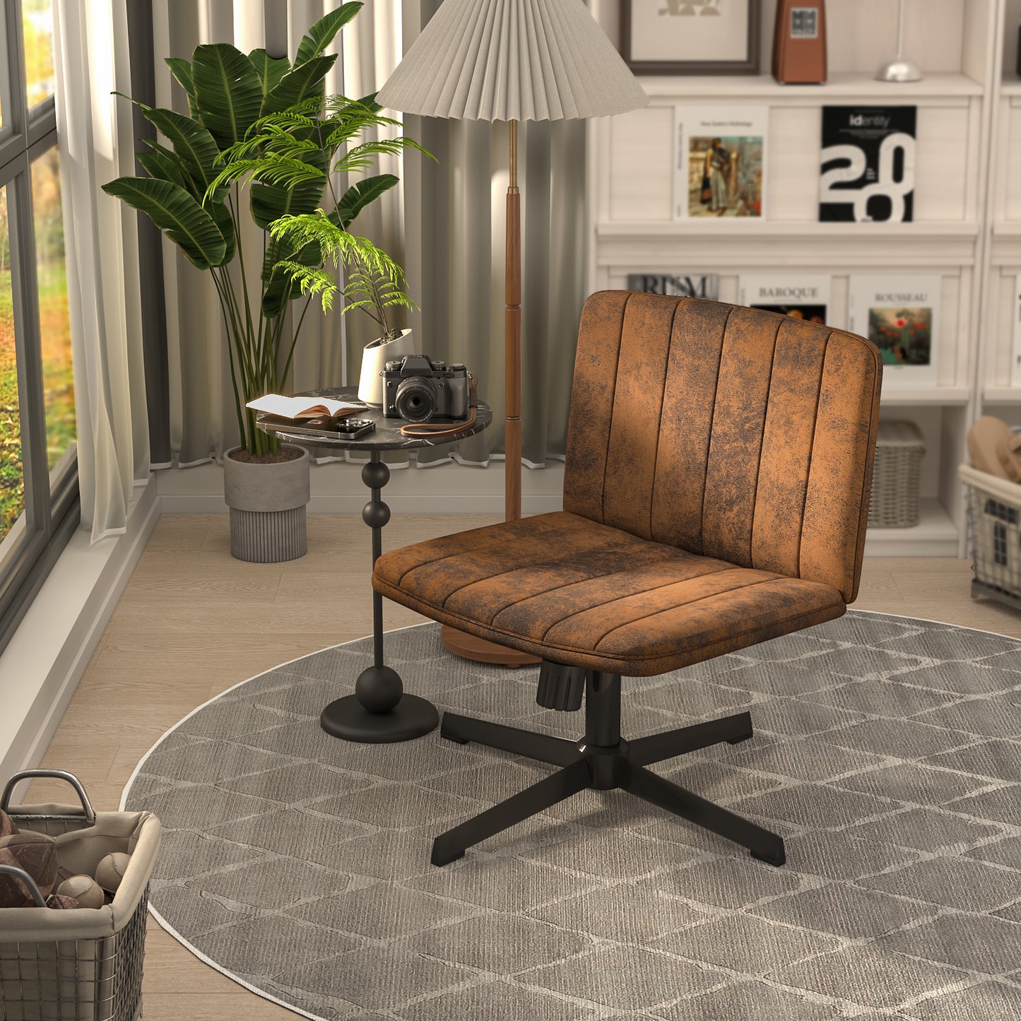 Silla de Oficina Ergonómica sin Brazos con Respaldo Medio Vintage