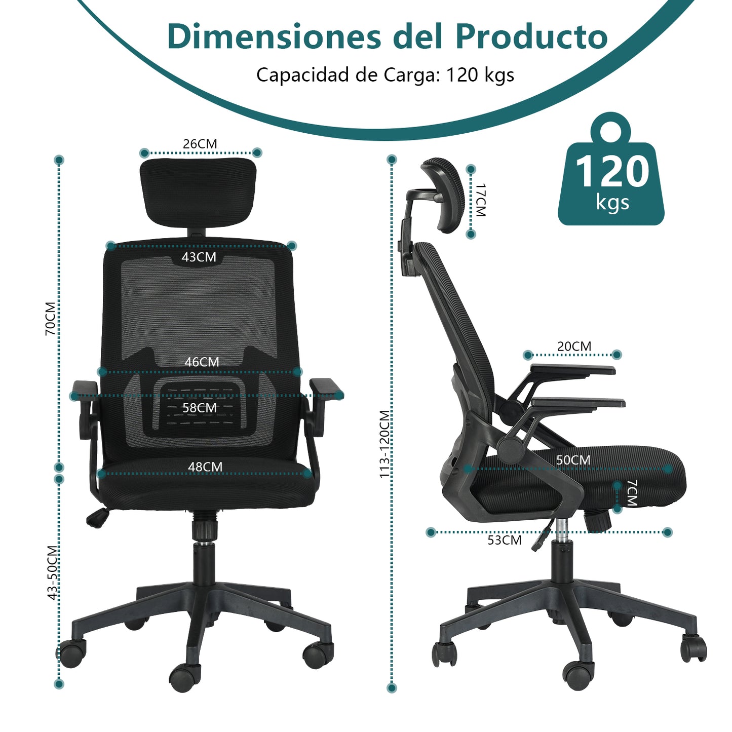 Silla de Escritorio para Computadora de Oficina con Reposacabezas Negro