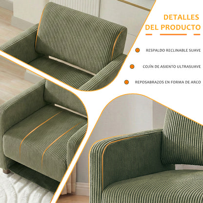 Sillón Individual Moderno de Pana Verde con Espacio para Mascotas