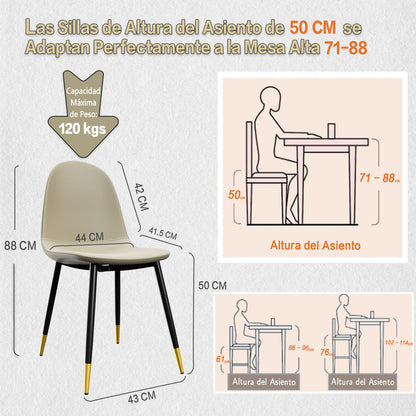 Conjunto de 4 sillas de Cocina Modernas de Mediados de Siglo Beige