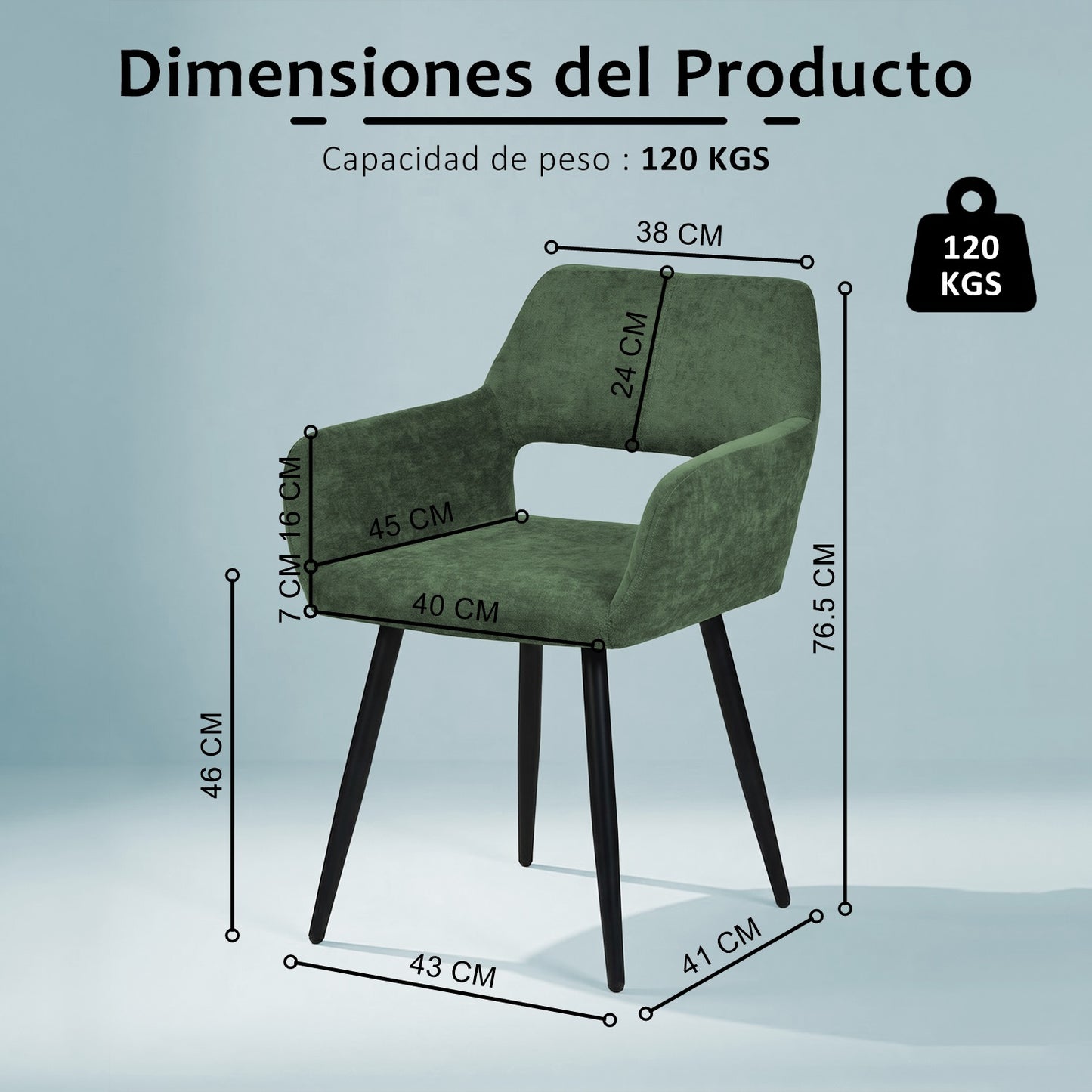 Set de 2 Sillas con Descansabrazos - Verde