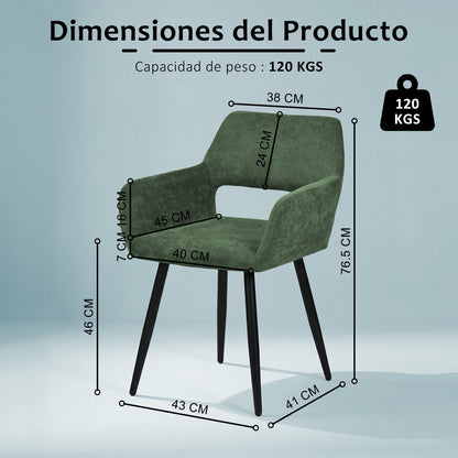 Set de 2 Sillas con Descansabrazos - Verde