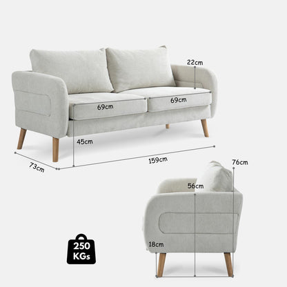 159CM Sofás de Mediados de Siglo para Sala de Estar  Beige