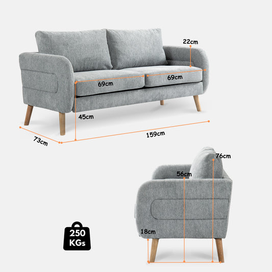 159CM Sofás de Mediados de Siglo para Sala de Estar Gris