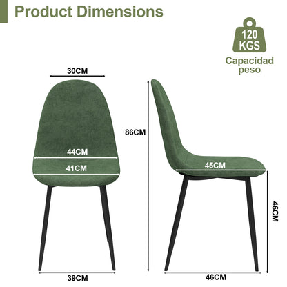 Sillas de Comedor 4 Piezas Modernas Verde