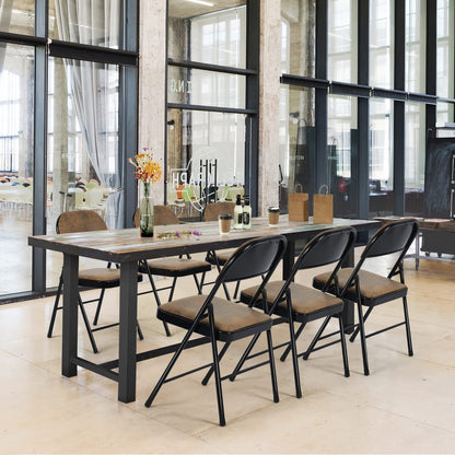 Paquete de 4 Sillas Plegables con Marco de Metal y Asiento Acolchado Tapizado de Tela de Gamuza