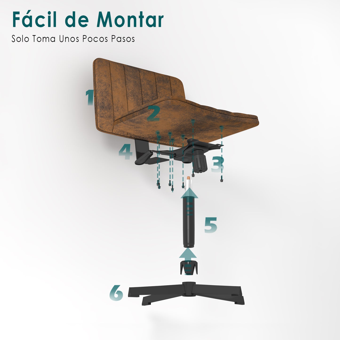 Silla de Oficina Ergonómica sin Brazos con Respaldo Medio Vintage
