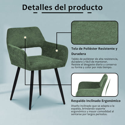 Set de 2 Sillas con Descansabrazos - Verde