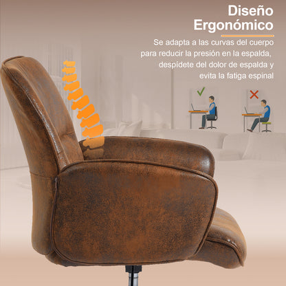 Silla Cruzada, Silla de Oficina Ergonómica con Respaldo Medio y Reposabrazos Marrón