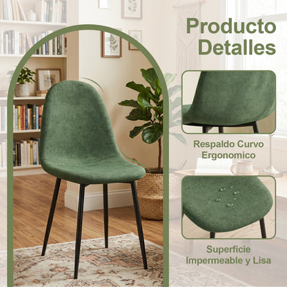 Sillas de Comedor 4 Piezas Modernas Verde
