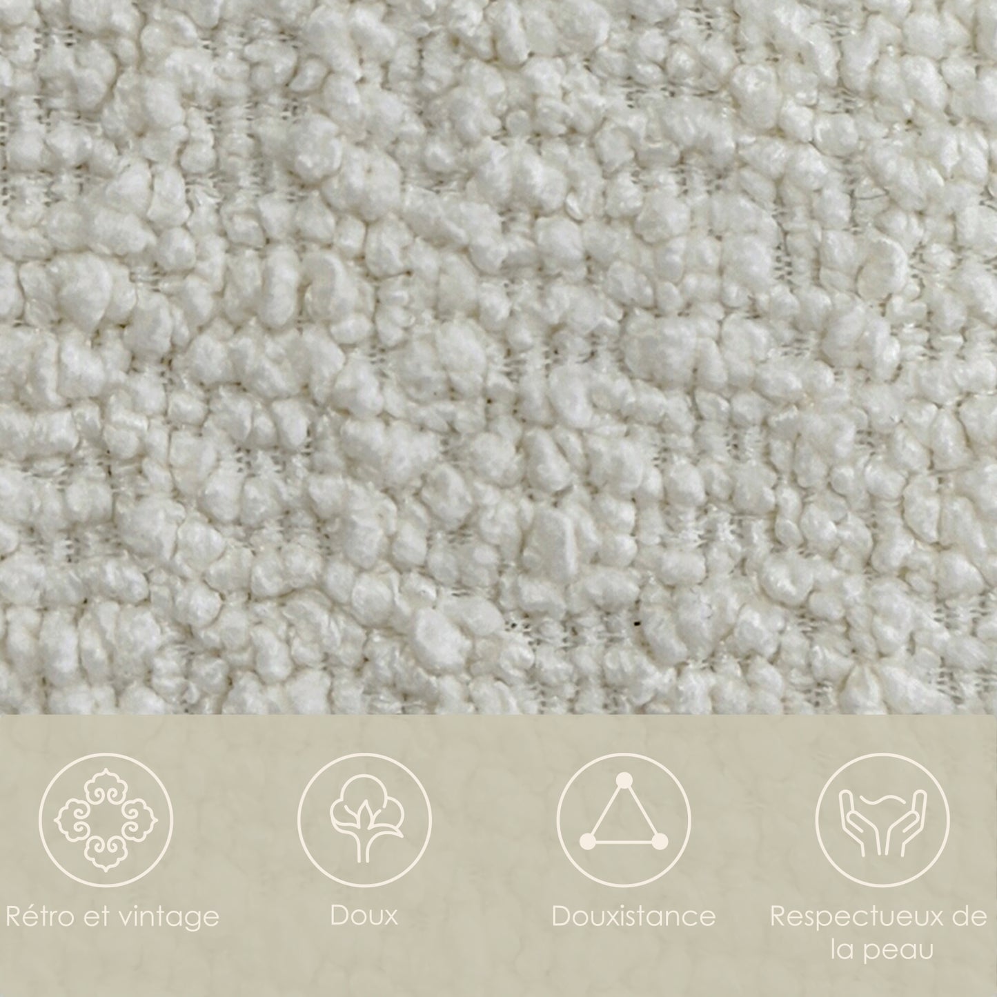 Conjunto de 2 Sillas de Comedor Modernas de Tela Boucle Beige