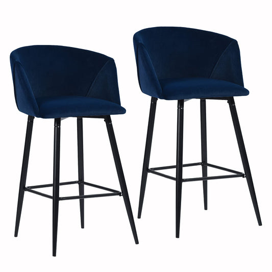 Conjunto de 2 sillas de Bar de Cocina para Interiores con Brazos Azul