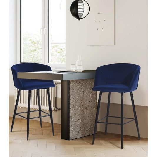 Conjunto de 2 sillas de Bar de Cocina para Interiores con Brazos Azul