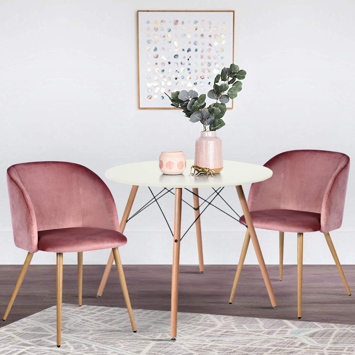 Juego de 2 sillas de Comedor para Cocina Rosa