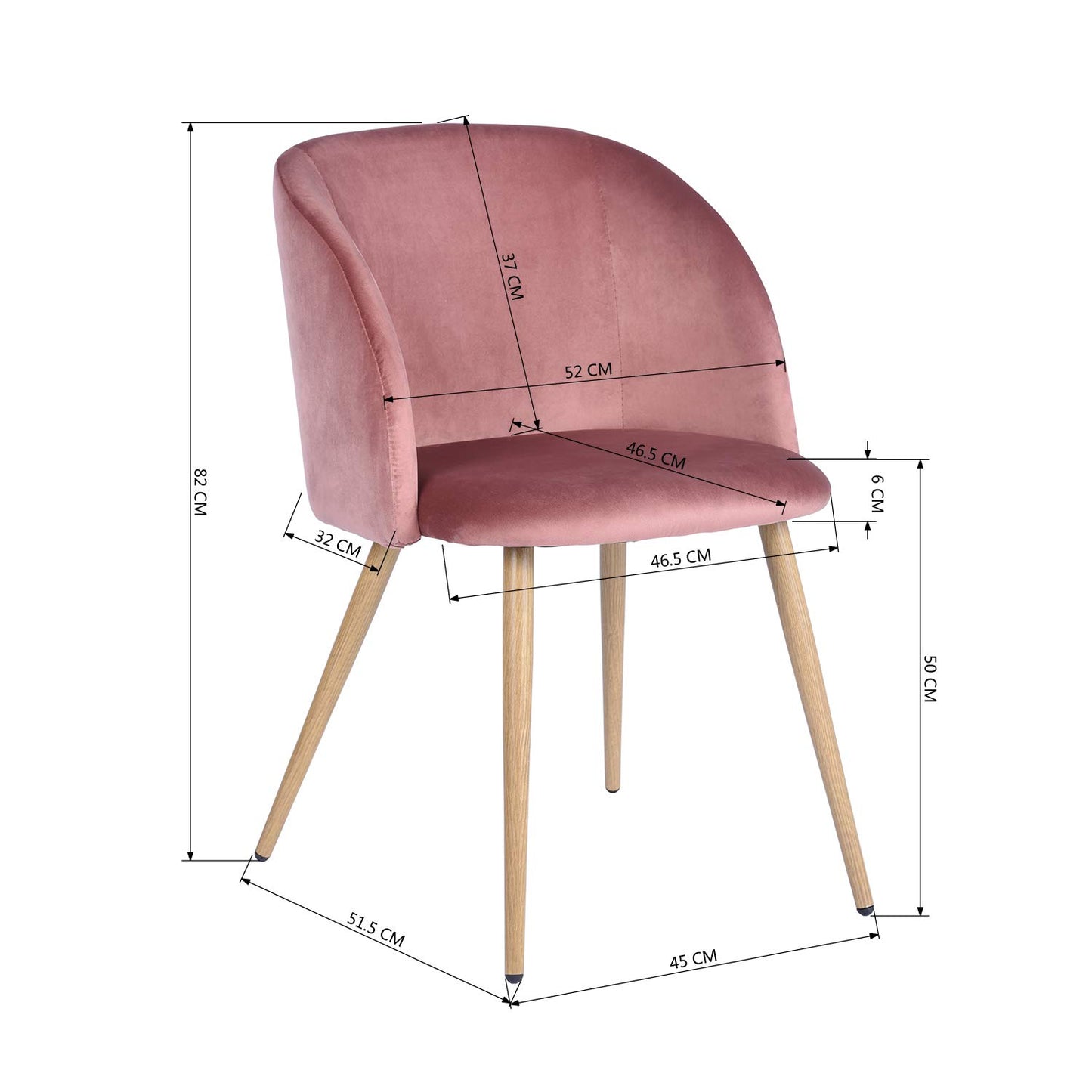 Juego de 2 sillas de Comedor para Cocina Rosa