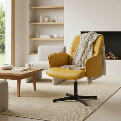 Cyber FurnitureR Silla Cruzada, Silla de Oficina Ergonómica Amarilla