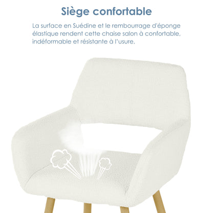 Conjunto de 2 Sillas de Comedor Modernas de Tela Boucle Beige