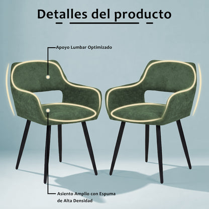Set de 2 Sillas con Descansabrazos - Verde