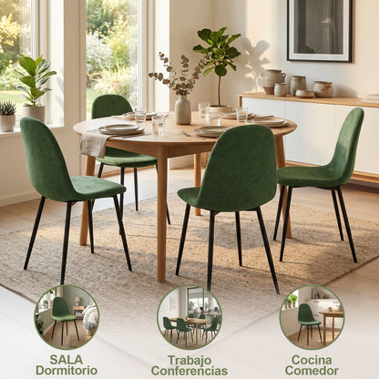 Sillas de Comedor 4 Piezas Modernas Verde