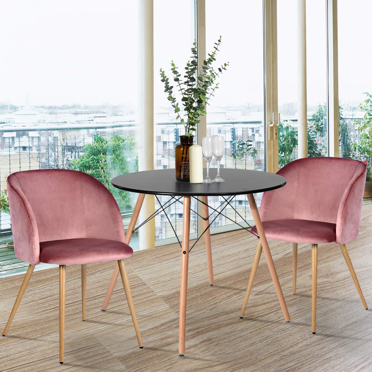 Juego de 2 sillas de Comedor para Cocina Rosa