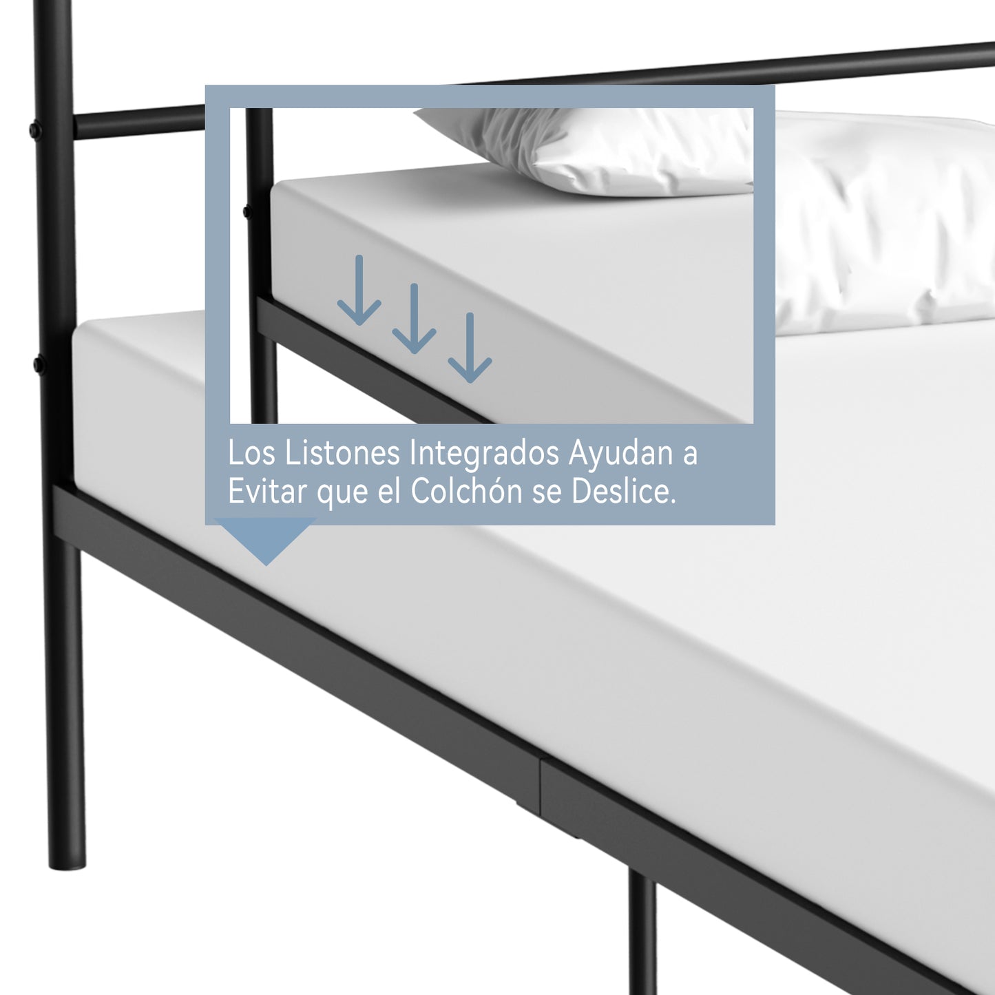 Cama Twin Armazón de Cama de Metal de fácil Montaje con cabecera y pie de Cama Negro
