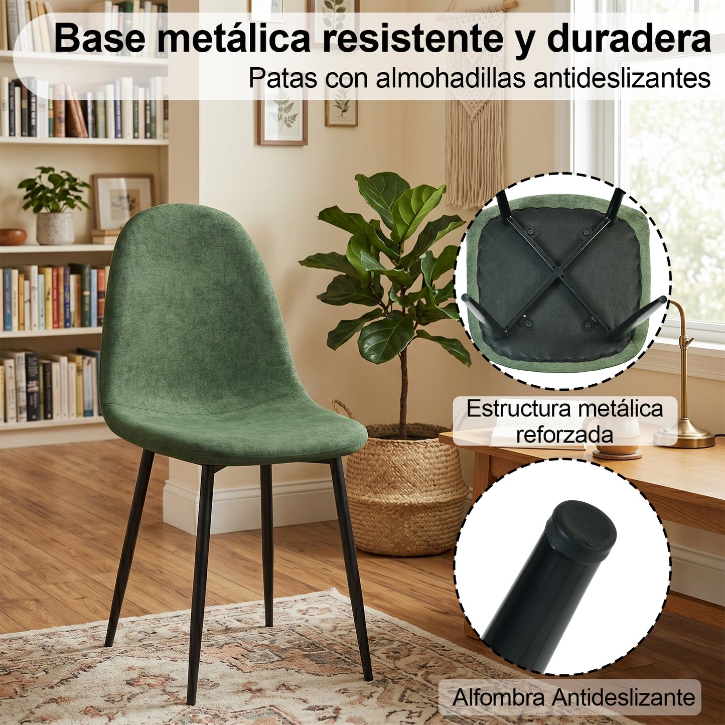 Sillas de Comedor 4 Piezas Modernas Verde