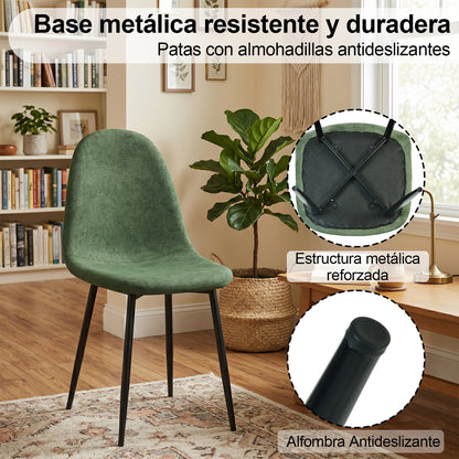 Sillas de Comedor 4 Piezas Modernas Verde