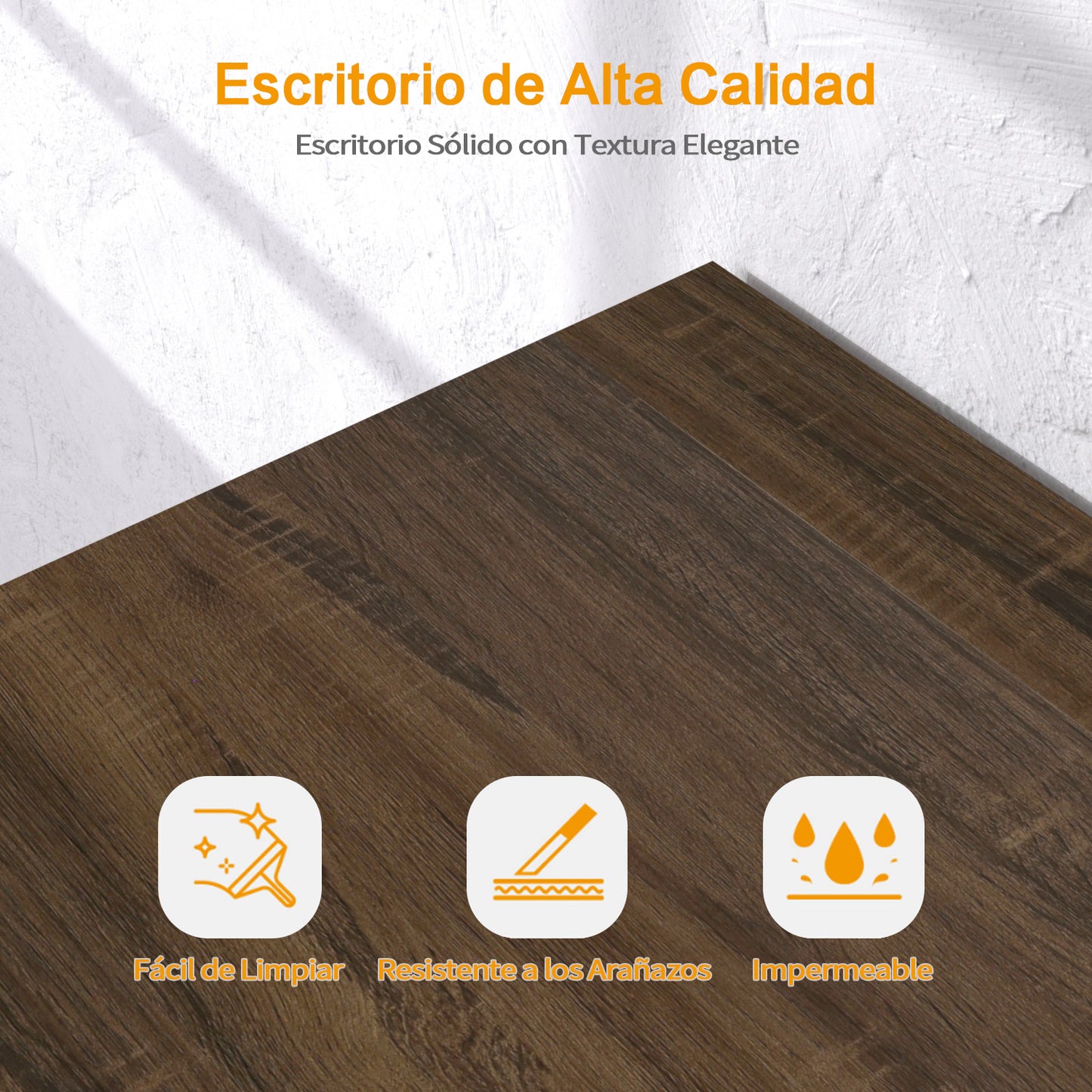 Escritorio de Madera de Computadora Multiuso con 3 Cajones Nogal