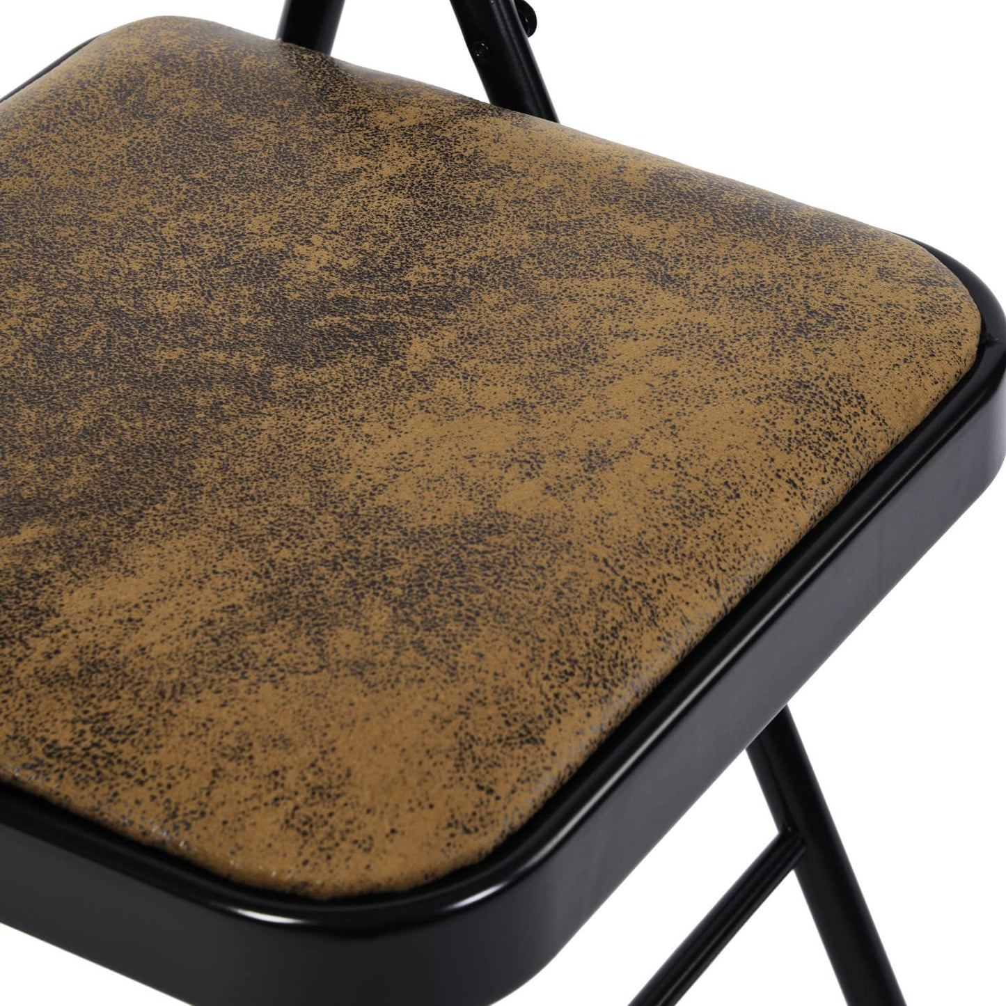 Paquete de 4 Sillas Plegables con Marco de Metal y Asiento Acolchado Tapizado de Tela de Gamuza