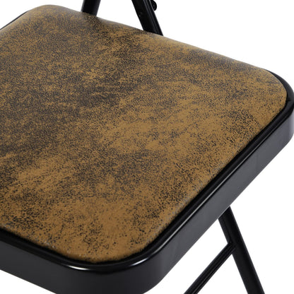Paquete de 4 Sillas Plegables con Marco de Metal y Asiento Acolchado Tapizado de Tela de Gamuza