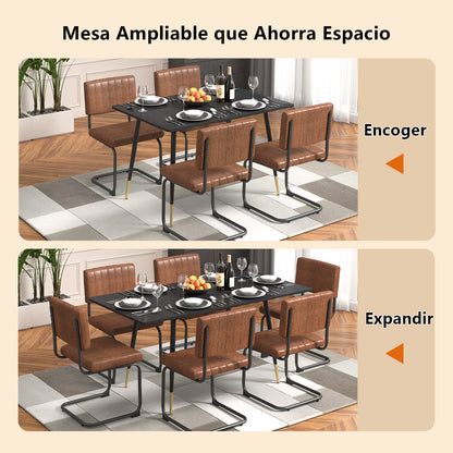 Mesa de Comedor Rectangular Extensible 160 cm Negro