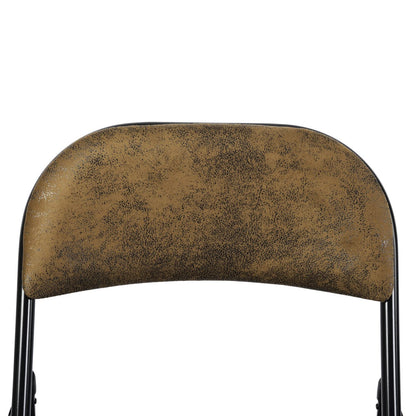 Paquete de 4 Sillas Plegables con Marco de Metal y Asiento Acolchado Tapizado de Tela de Gamuza