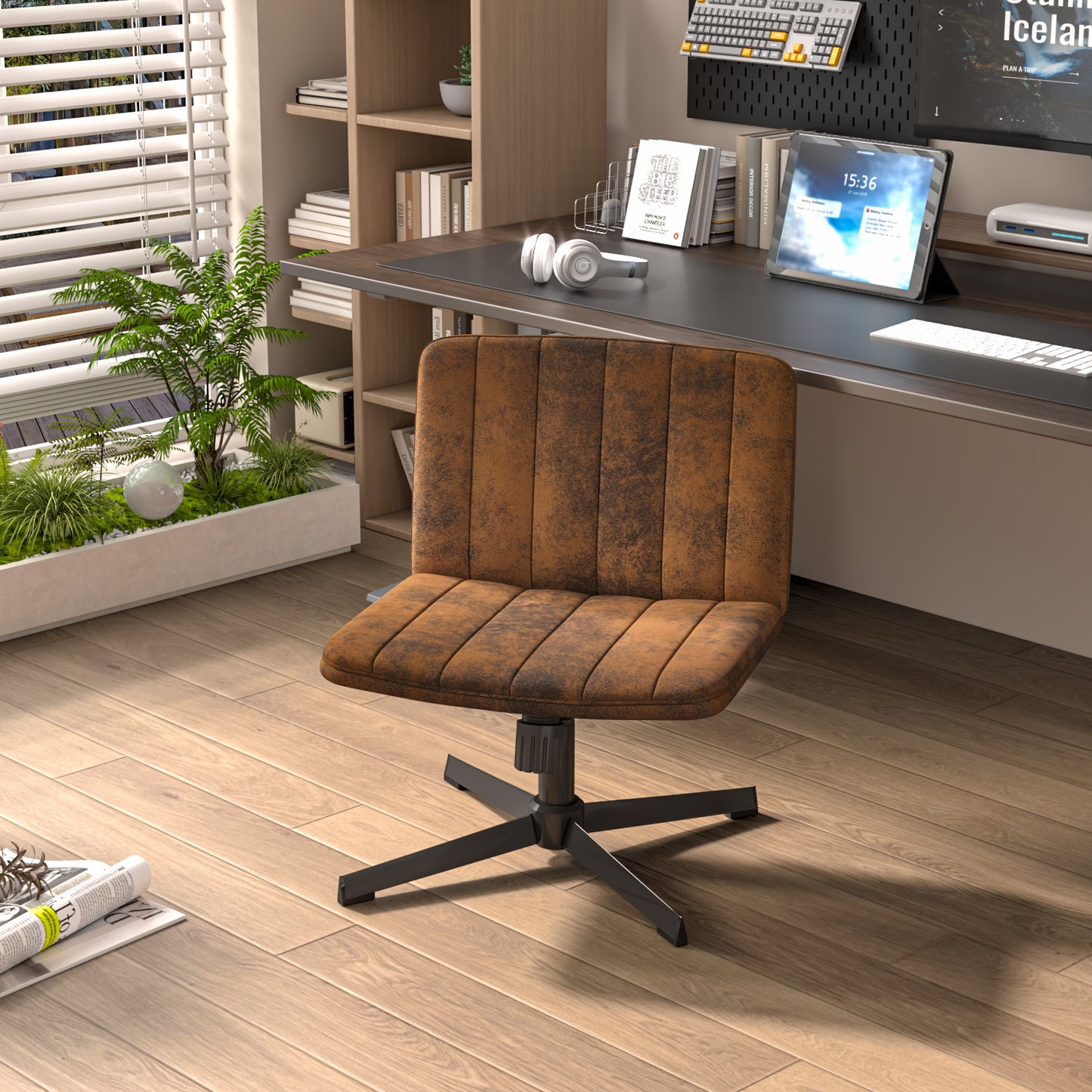 Silla de Oficina Ergonómica sin Brazos con Respaldo Medio Vintage