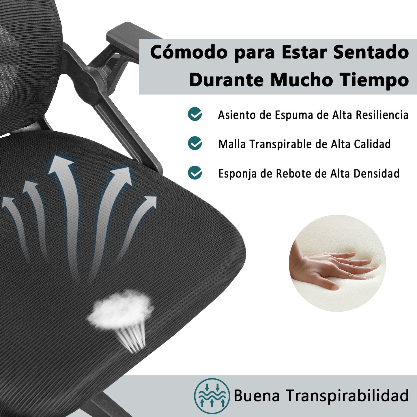 Silla de Escritorio para Computadora de Oficina con Reposacabezas Negro