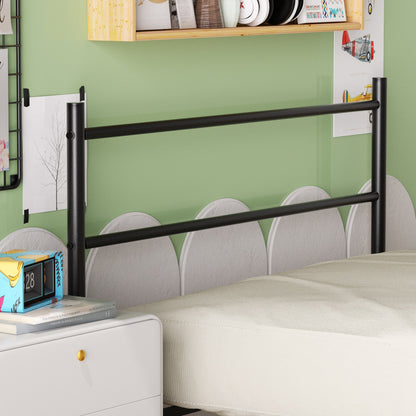 Cama Twin Armazón de Cama de Metal de fácil Montaje con cabecera y pie de Cama Negro