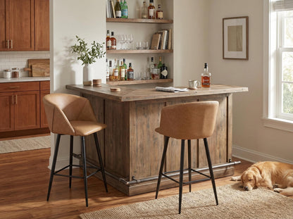 Cyber FurnitureR Conjunto de 2 sillas de Bar de Cocina Marrón