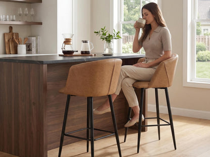 Cyber FurnitureR Conjunto de 2 sillas de Bar de Cocina Marrón