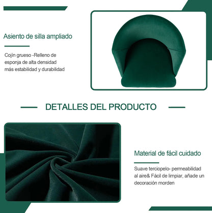 Conjunto de 2 Sillas de Bar con Asiento Tapizado Verde
