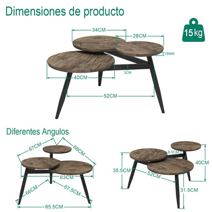 Pequeña Mesa de café Redonda Mid Century Vintage
