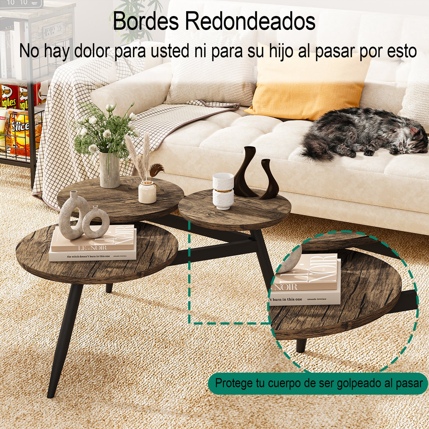 Pequeña Mesa de café Redonda Mid Century Vintage