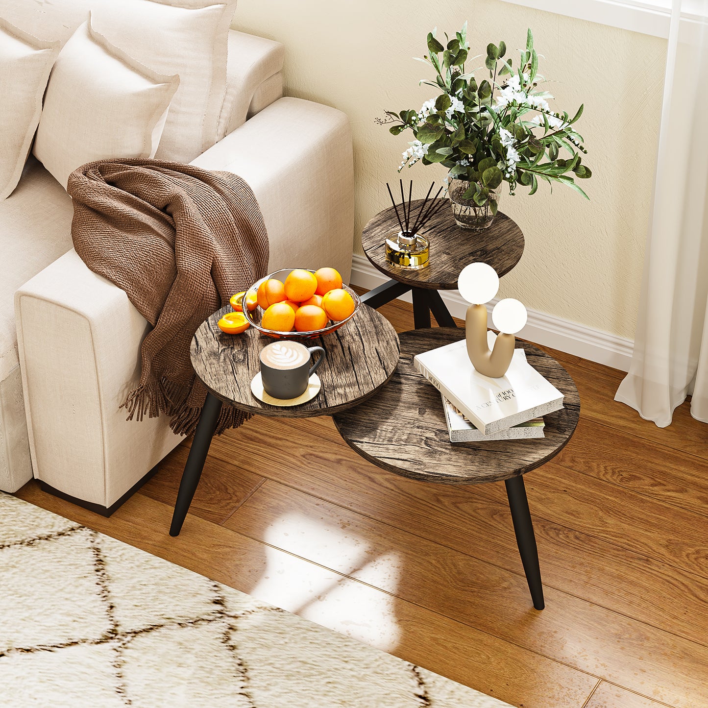 Pequeña Mesa de café Redonda Mid Century Vintage