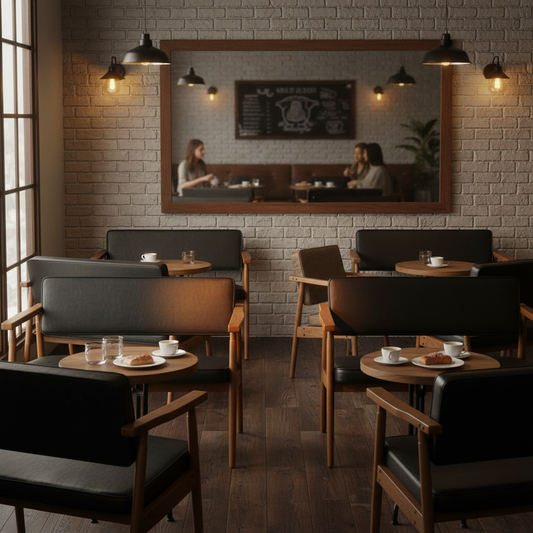 Sofá de Dos Plazas Modernas Mediados Siglo Negro